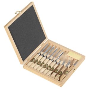 Kirschen Notch carving set in wooden box, 11 pieces